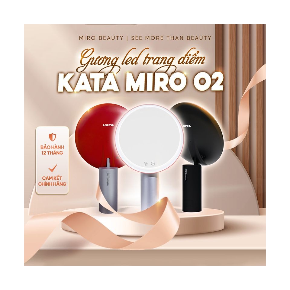 Gương LED trang điểm KATA MIRO O2 – ánh sáng tự nhiên, cảm ứng thông minh, thiết kế sang trọng cho bàn trang điểm hiện đại.