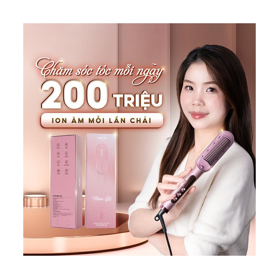 Tận hưởng mái tóc mượt mà, giữ nếp lâu và óng ánh như vừa ra salon với máy tạo kiểu tóc ion âm KATA G2.