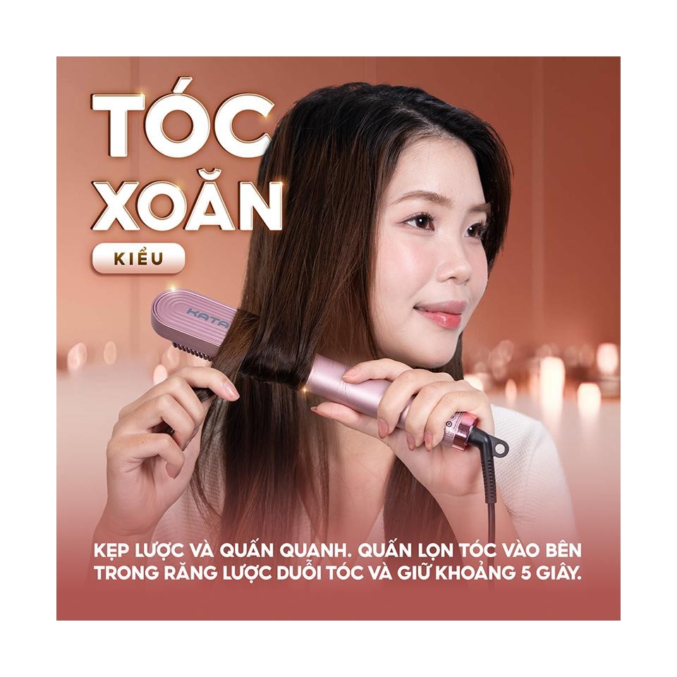 Thiết kế sang trọng, tay cầm xoay 360°, KATA G2 giúp bạn dễ dàng duỗi, uốn và tạo kiểu chỉ trong vài phút.