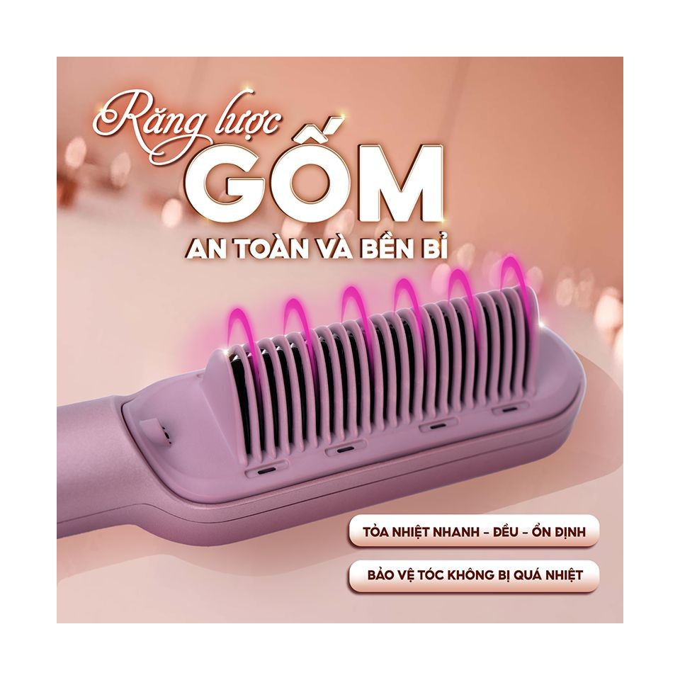 Máy tạo kiểu tóc KATA G2 phủ gốm tourmaline cao cấp, truyền nhiệt đều, giảm hư tổn và gãy rụng khi tạo kiểu.