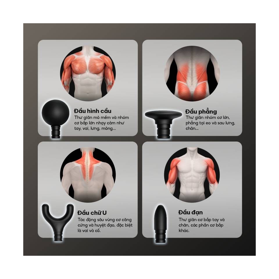 4 đầu massage linh hoạt
