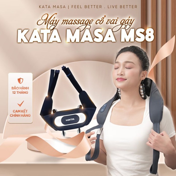 Máy massage cổ vai gáy KATA MS8 sở hữu thiết kế hiện đại, ôm sát vùng cổ và vai, mang lại cảm giác thư giãn chuyên sâu như được massage tại spa.