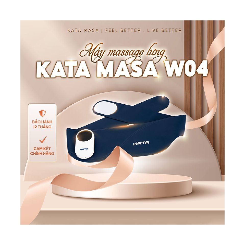 Máy massage lưng KATA MASA W04 sở hữu thiết kế hiện đại, gọn nhẹ, ôm sát vùng lưng và eo, giúp người dùng thư giãn dễ dàng mỗi ngày
