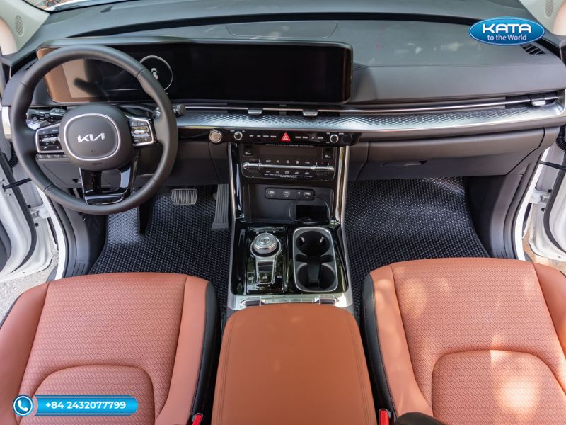 Thảm lót sàn ô tô Kia Carnival 2024 màu đen hàng ghế đầu